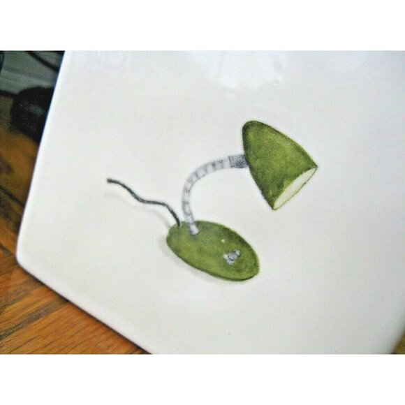 New Rae Dunn Vintage Style Green Desk Lamp Office Block Ceramic Paperweight - 4" - Picture 3 of 7